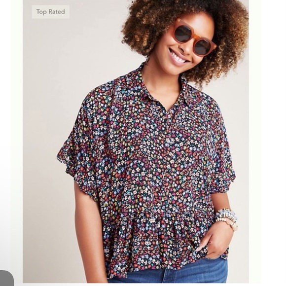 MAEVE BY ANTHROPOLOGIE Maeve Mallory Floral Ruffled Blouse Size XS - Picture 1 of 11